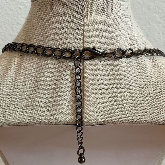 NWOT Vintage Necklace Oxidized Ovals With Silvery Rhinestones Used‎ + Bracelet - Picture 4 of 7